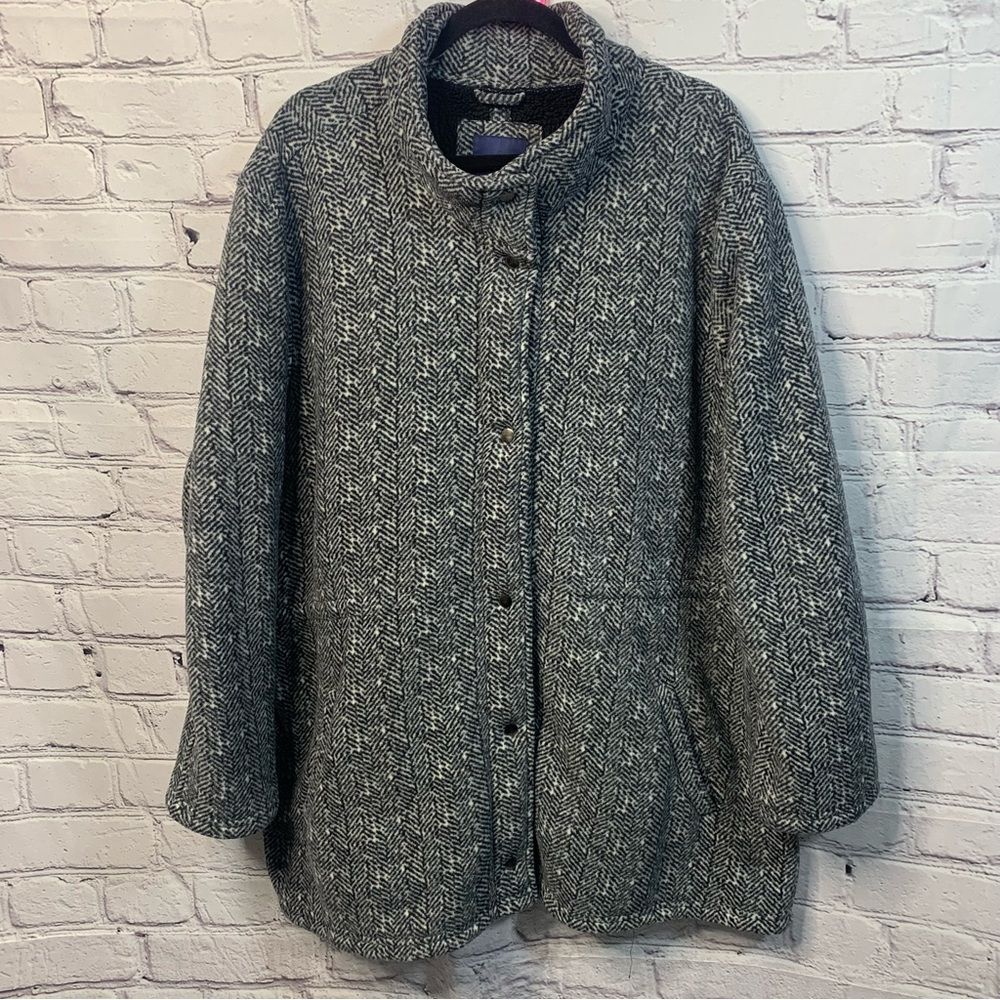 BASIC EDITION Sherpa Lined Thick Jacket Chevron Print Size 3X